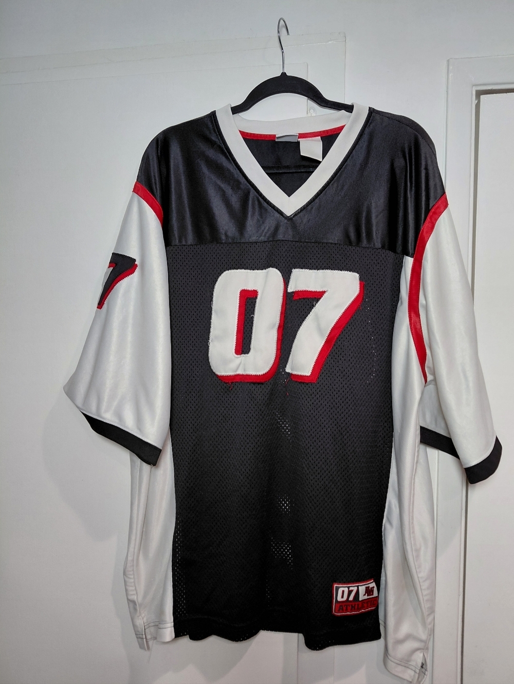 Men's Athletic Jersey Shirt 07 in Black, White & Red
